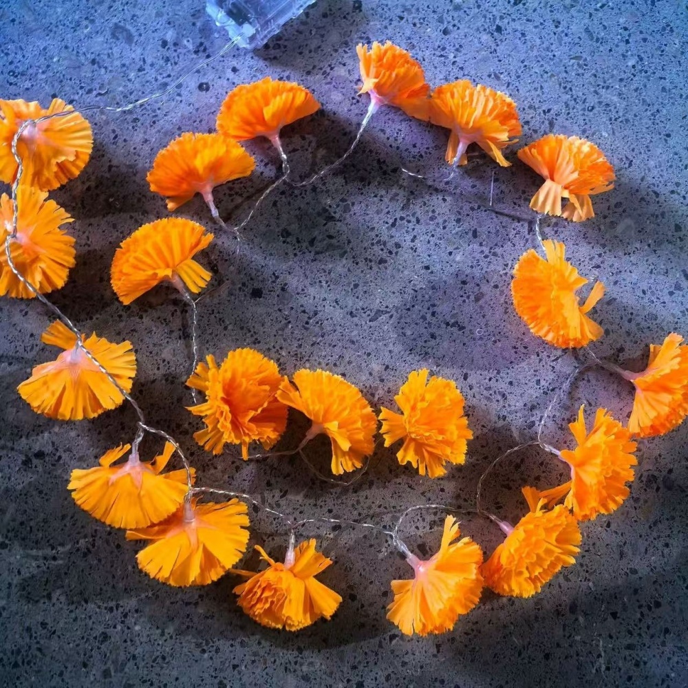 Marigold Flower LED String Lig - Halloween Led String Lights Orange ulasan dan harga