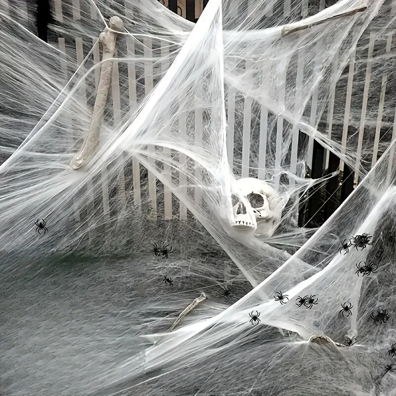 Stretchable Spider Webs With 2 - Spider Web Halloween Decoration ulasan dan harga