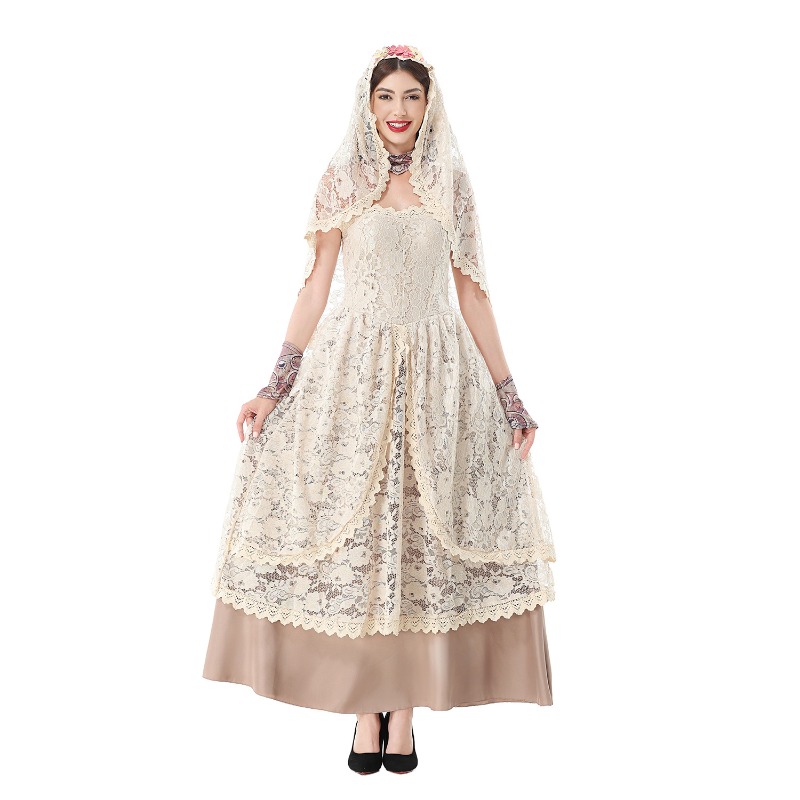 Women Vintage Lace Maxi Dress  - Halloween Costume Adult ulasan dan harga