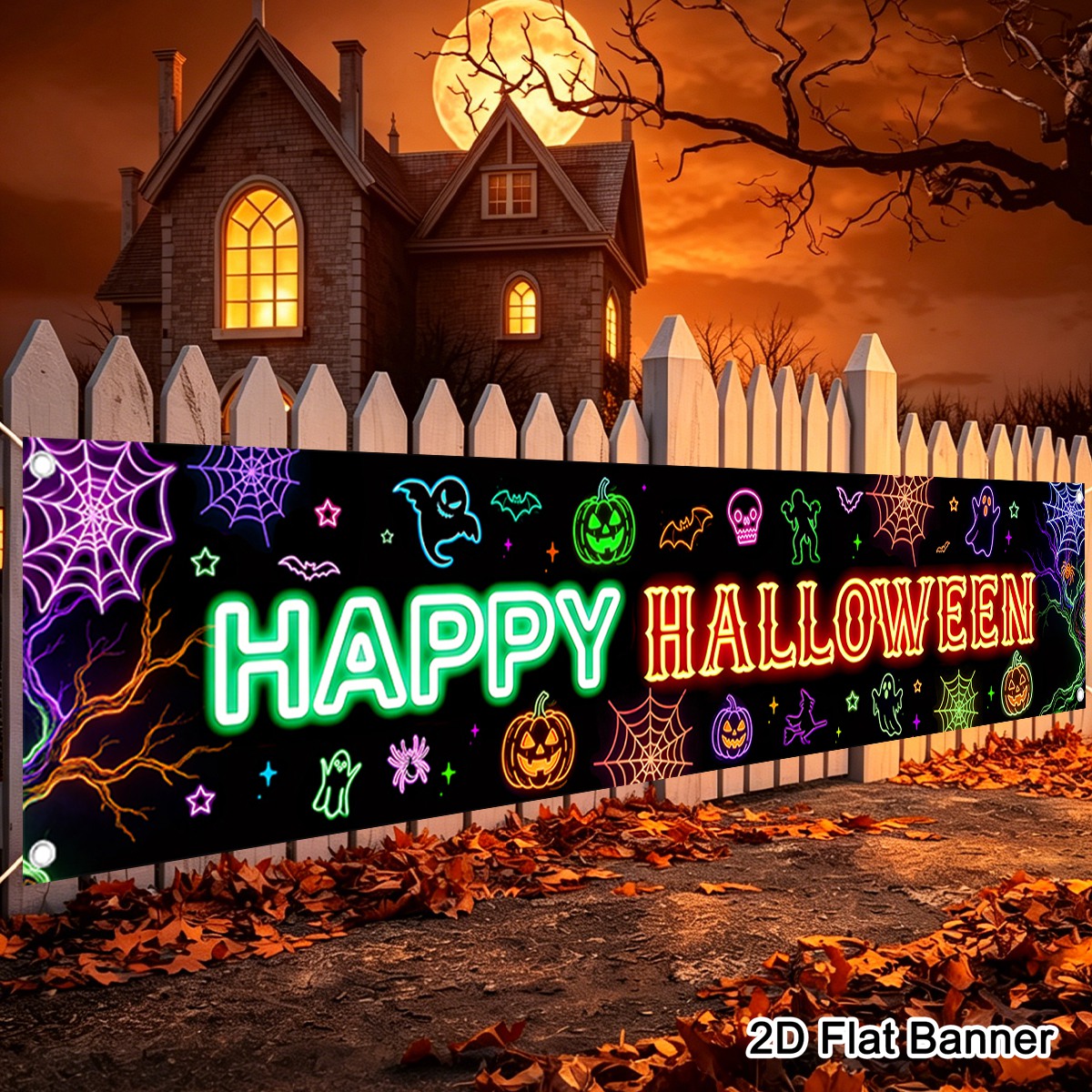 1pc Happy Halloween Banner Jac - Pumpkin Lantern Halloween ulasan dan harga