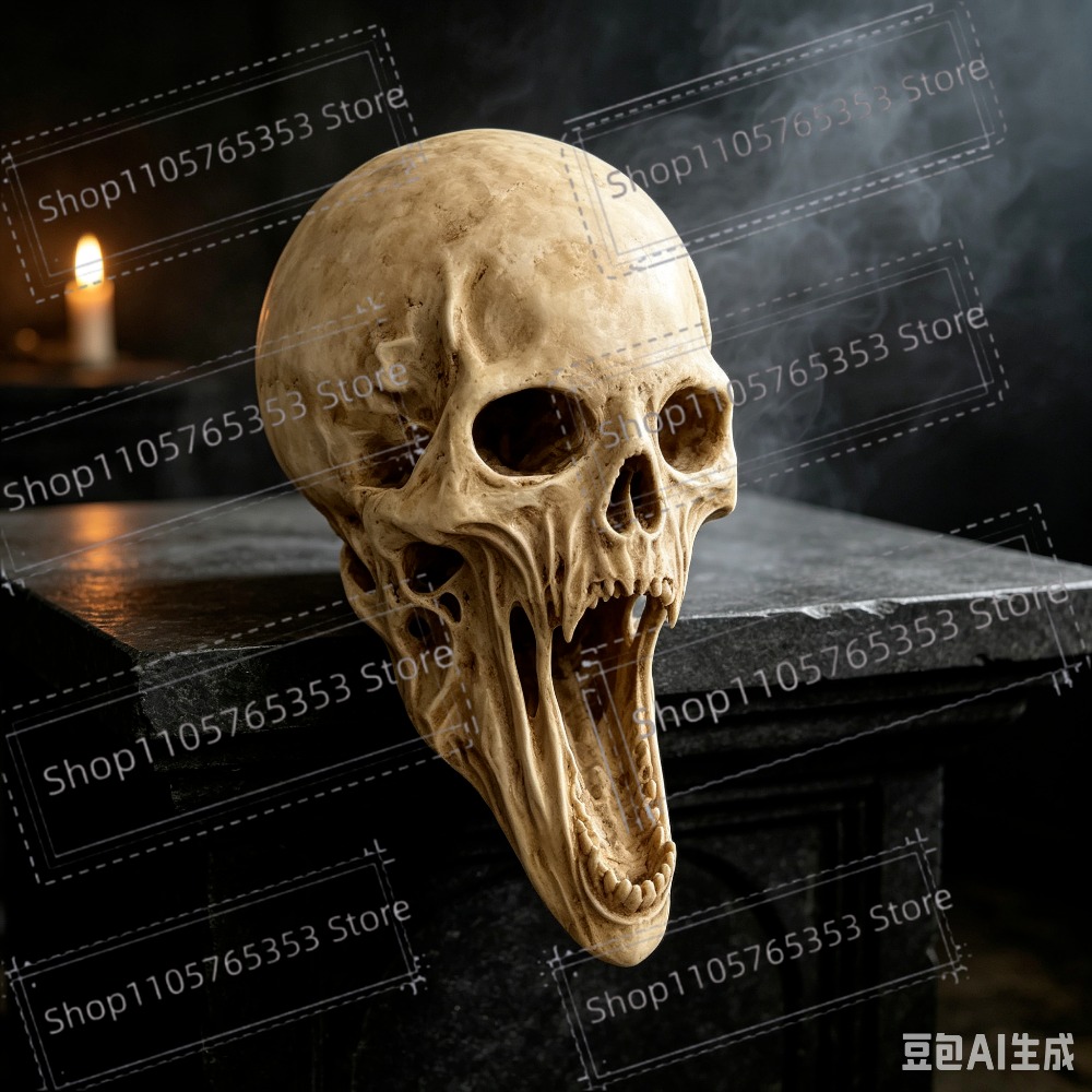 Gothic Screaming Skull Statue  - Halloween Skeleton Decoration ulasan dan harga