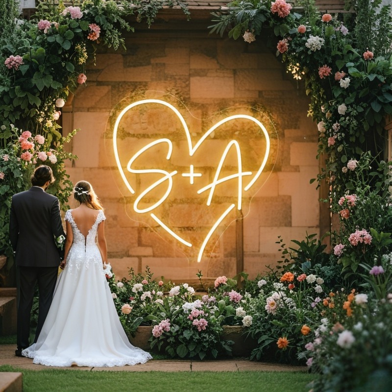 Custom Initials Heart LED Neon - Halloween Party Supplies ulasan dan harga