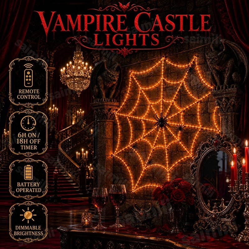 Halloween Spider Web LED Strin - Halloween Led String Lights Orange ulasan dan harga