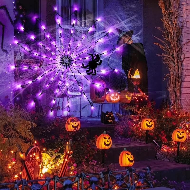 Halloween Spider Web LED Strin - Halloween Led String Lights Orange ulasan dan harga