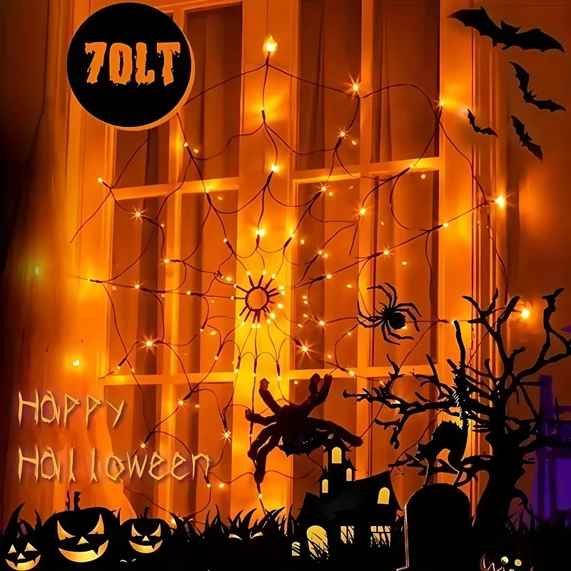 Halloween Spider Web LED Strin - Halloween Led String Lights Orange ulasan dan harga