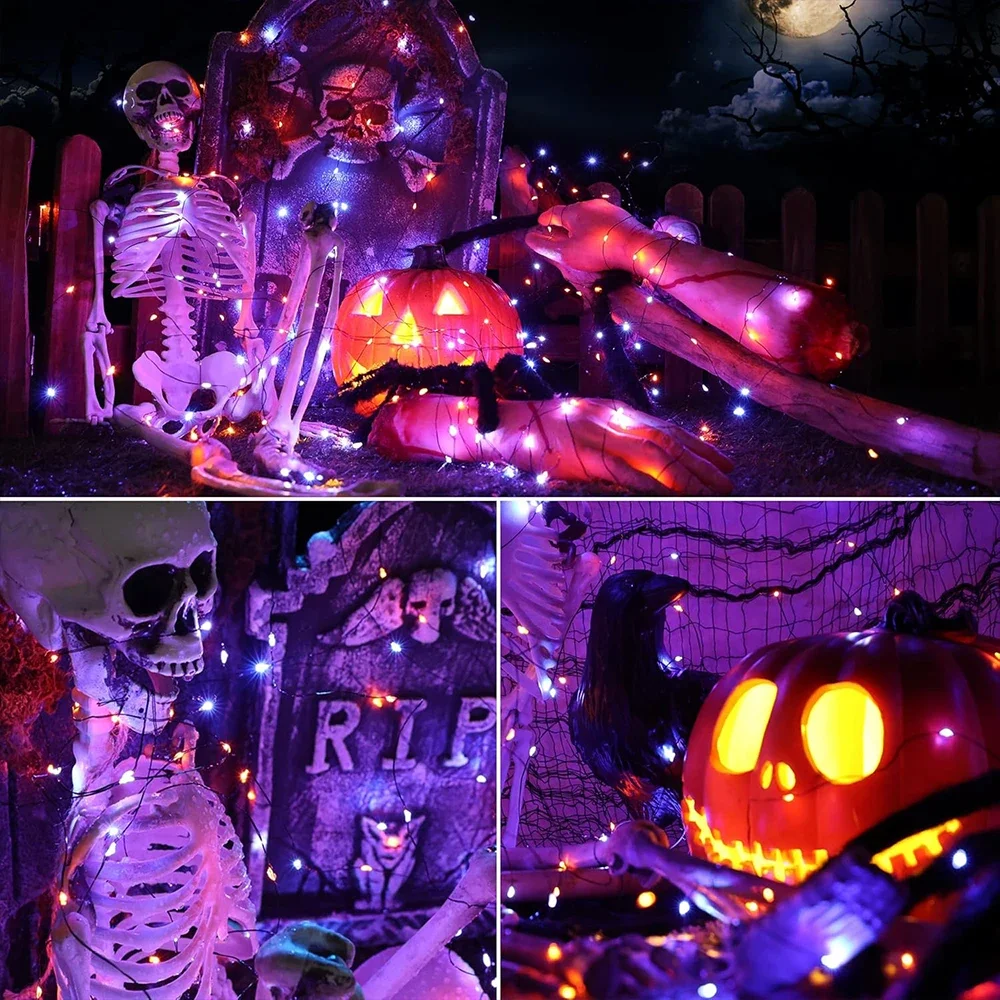 10-120M Copper Wire String Lig - Halloween Led String Lights Orange ulasan dan harga