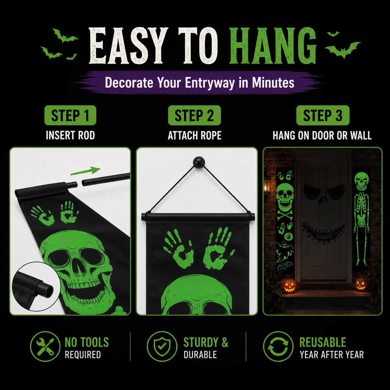 2PCS Glow in the Dark Hallowee - Halloween Skeleton Decoration ulasan dan harga