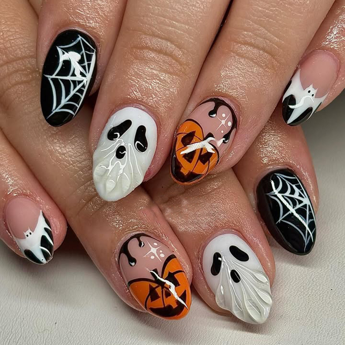 Halloween Fake Nails Ghost Pum - Pumpkin Lantern Halloween ulasan dan harga